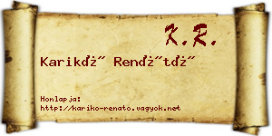 Karikó Renátó névjegykártya